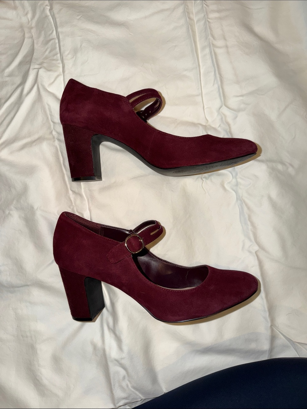 Alfani Burgundy Suede Mary Jane Block Heels